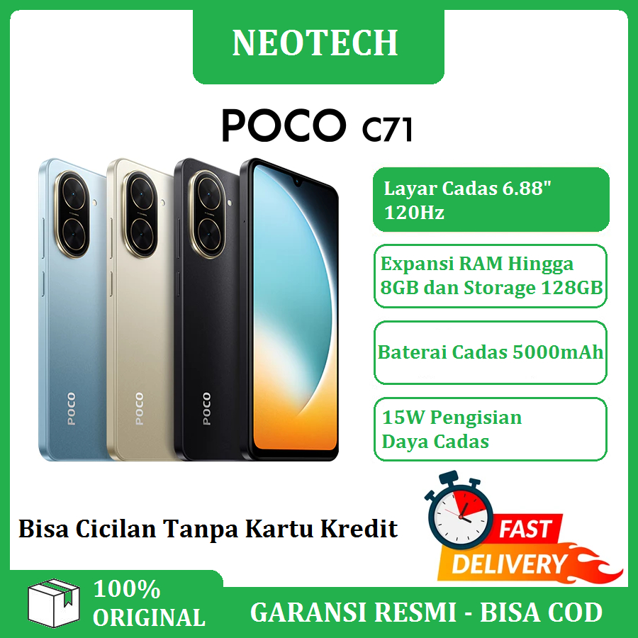 POCO C71 4/128GB - Bisa Cicilan Tanpa Kartu Kredit - Garansi Resmi