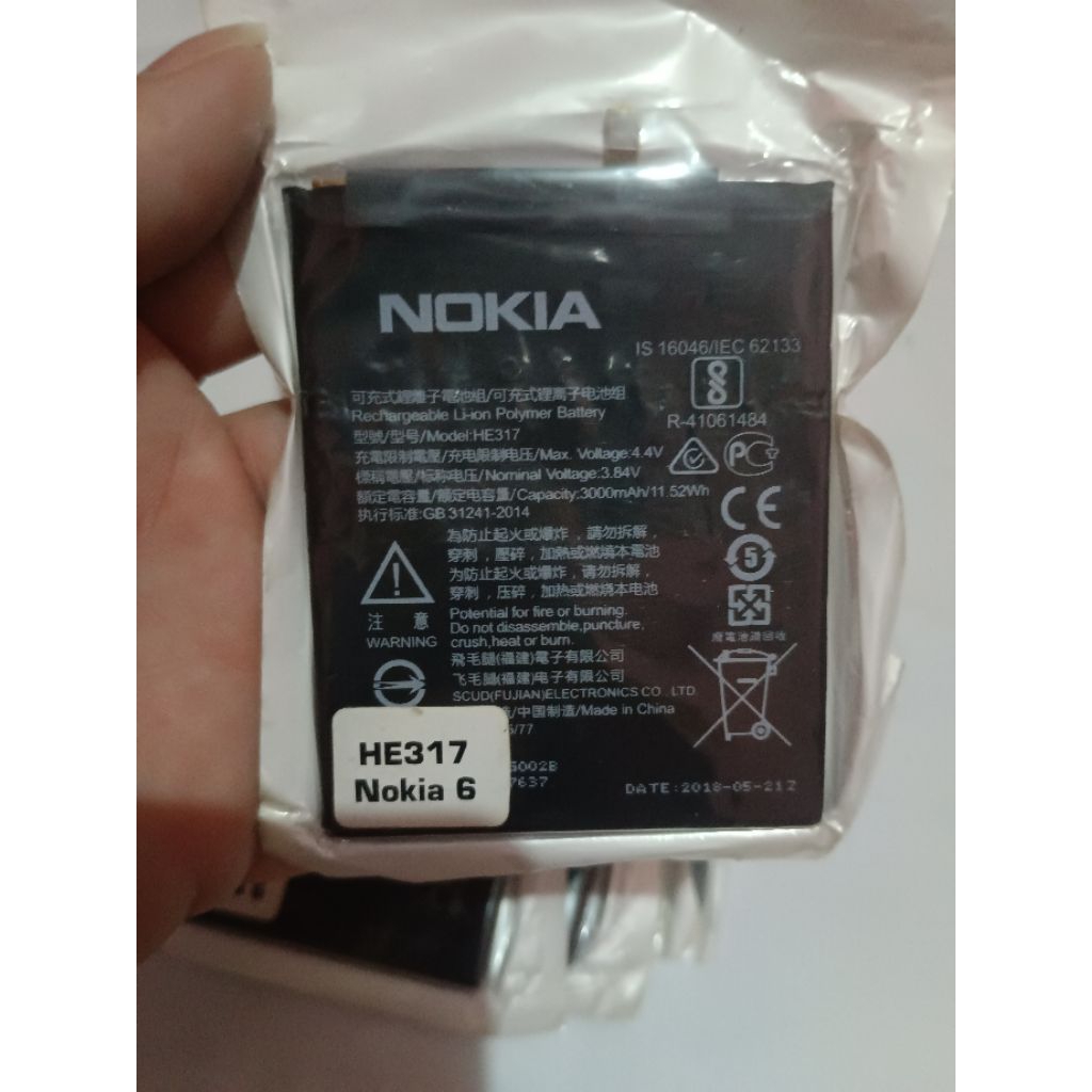 jual baterai baru handphone Nokia 6 android asli.