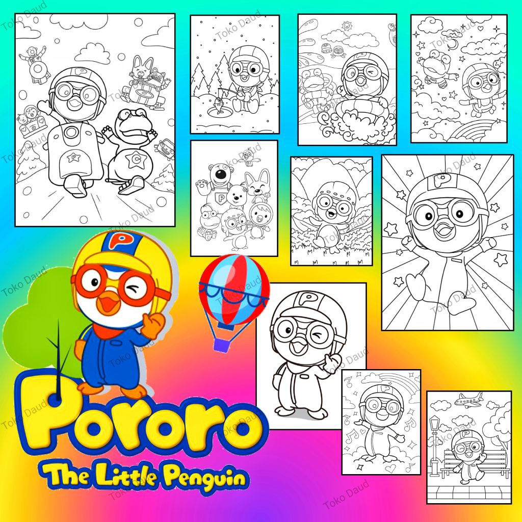 PORORO - Kertas Lembar Gambar Mewarnai Mainan Edukasi Anak