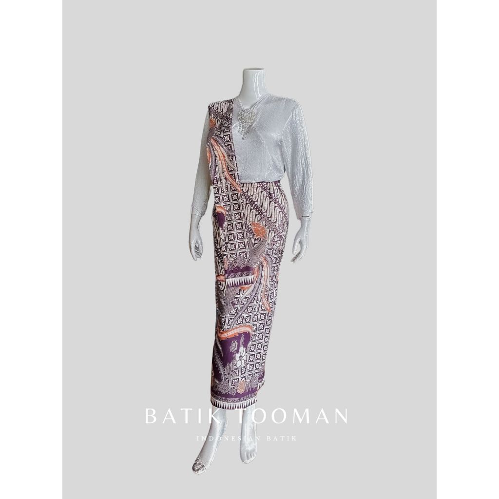 DOROWATI Plum Purple Rok Batik Model Span Instan Resleting Bahan Katun Halus Warna Ungu Berselendang