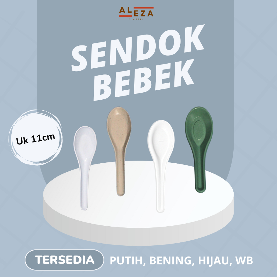Sendok Bebek | Sendok Plastik | Sendok Makan Putih, Bening, Hijau ukuran 11cm