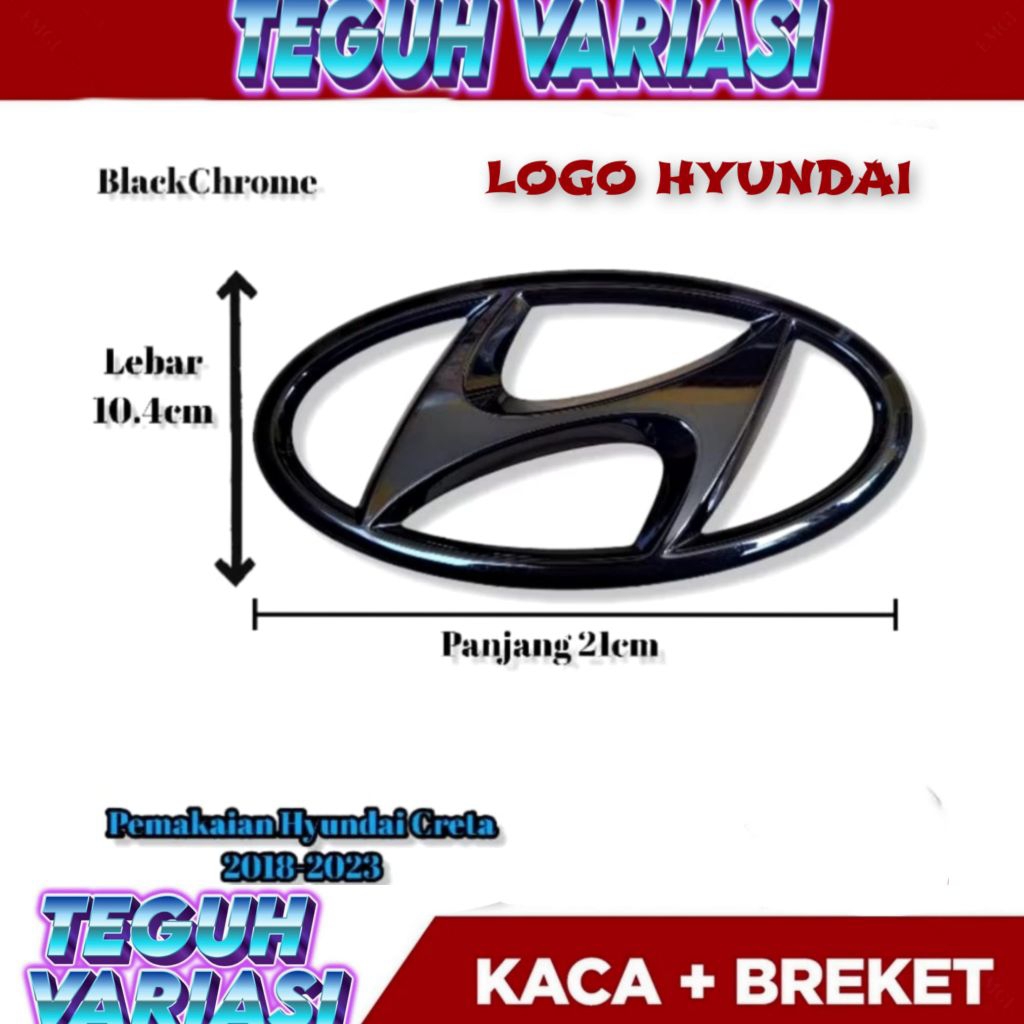 Logo Grill Depan Hyundai Creta 2018-2023 Black Chrome Original / Emblem Logo Grill Depan Hyundai Cre