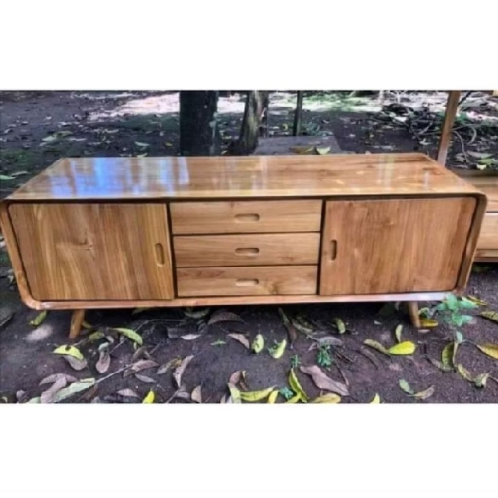 Meja TV Retro Kayu Jati Buffet TV Retro Kayu Jati Meja Konsol TV Retro Kayu Jati