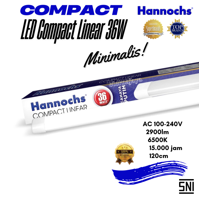 HANNOCHS Lampu TL LED T8 Compact Linear 36w Putih