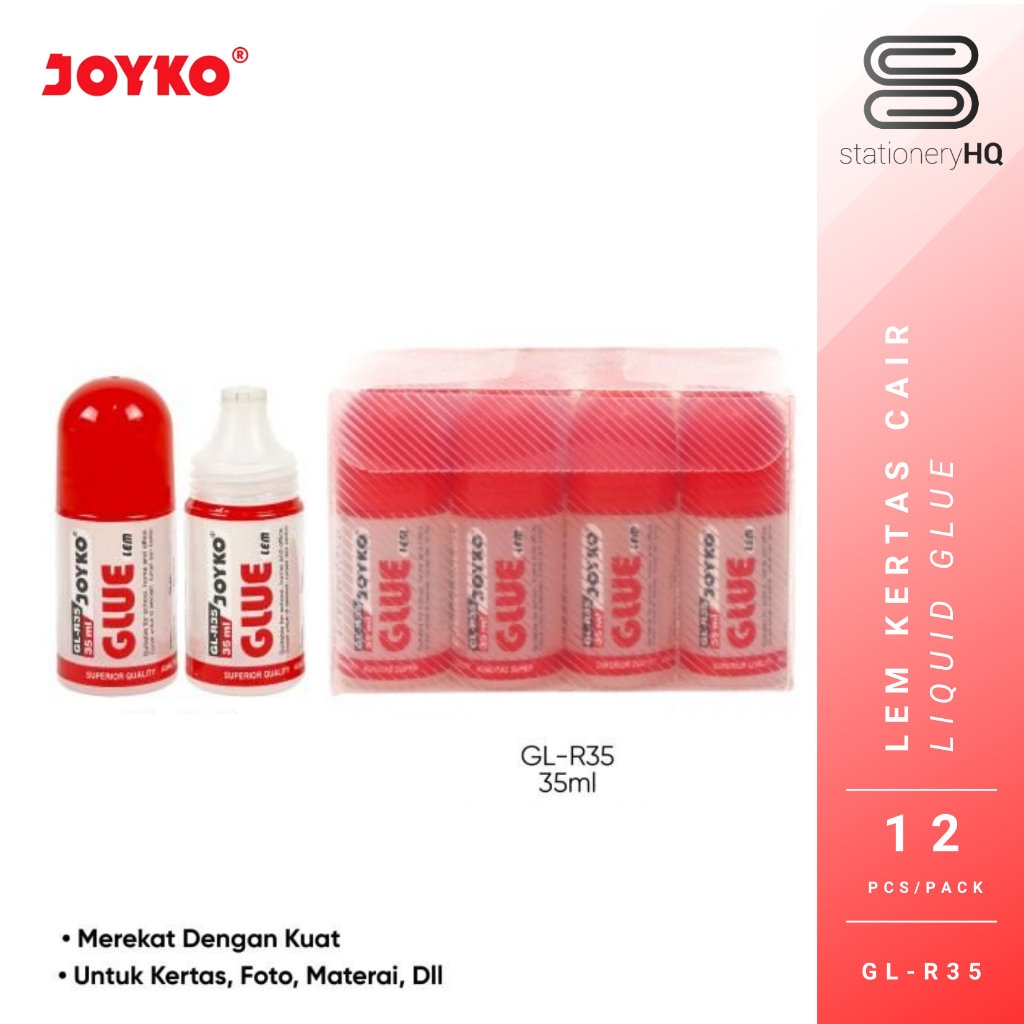 

(12 Pcs) Lem Glue Cair Joyko GL-R35 35ml