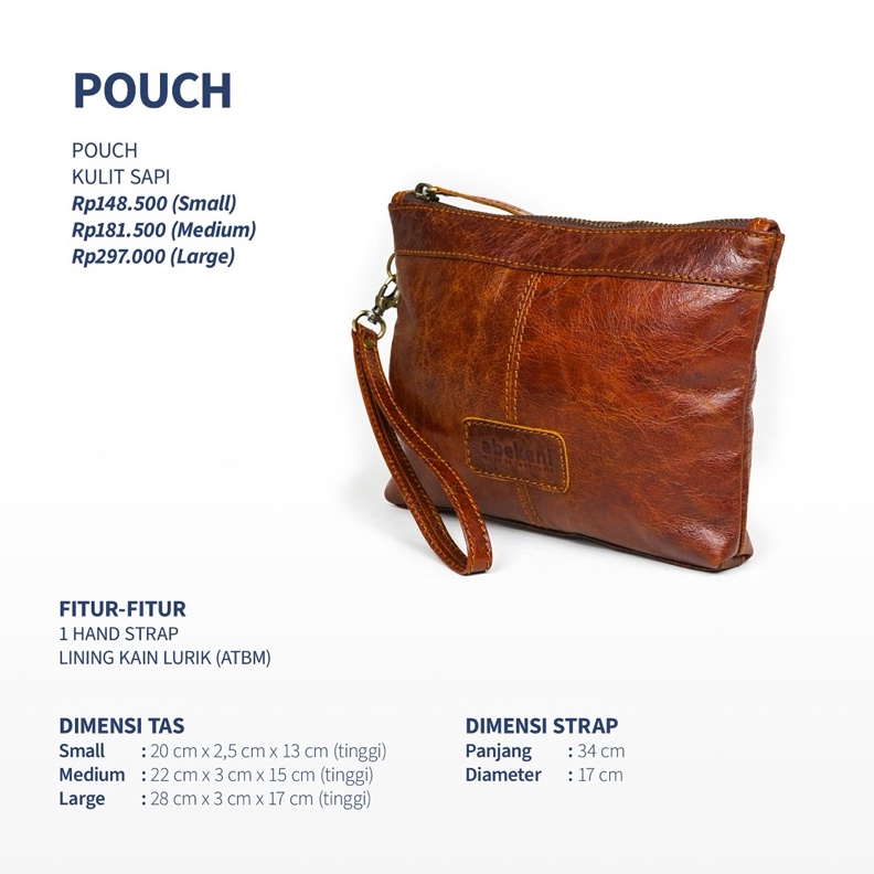 KODE T67C Pouch Kulit  ABEKANI LEATHER POUCH  Pouch Reguler Kulit Sapi Asli Dompet Pouch