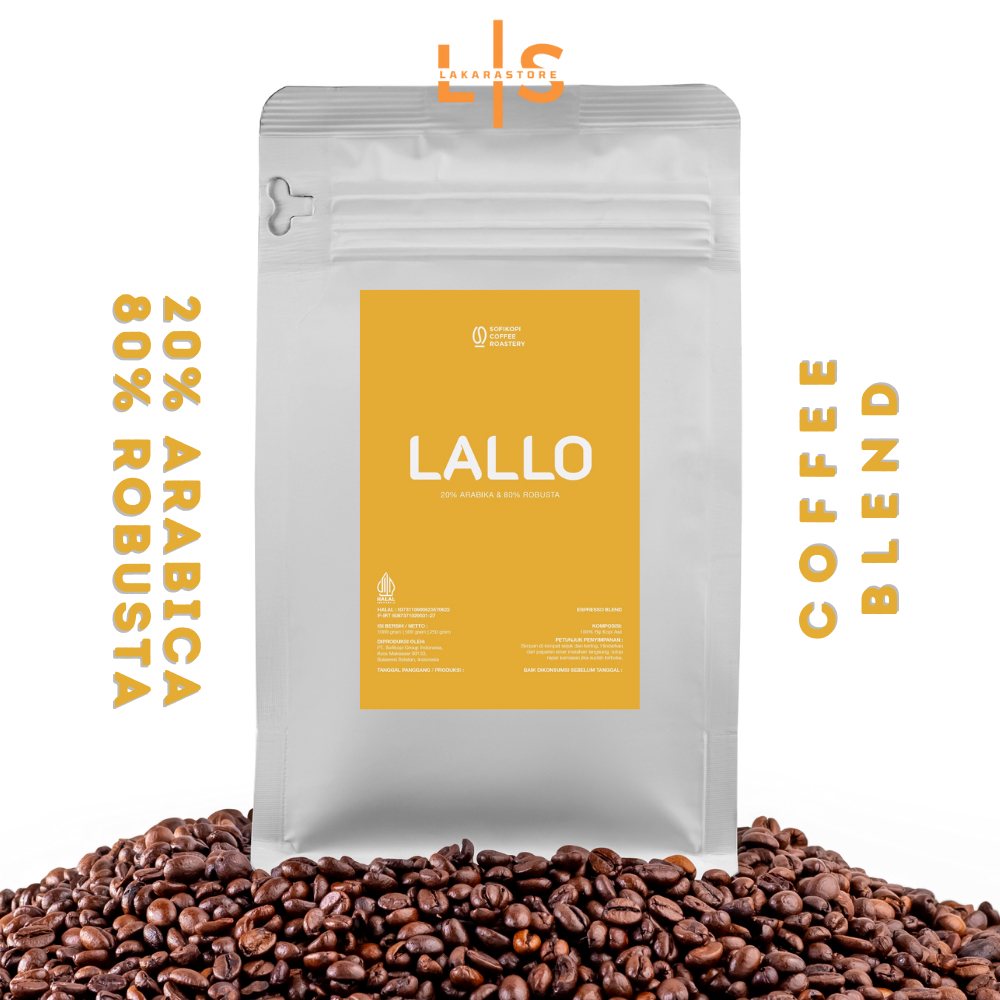 

Sofikopi Special Coffee Blend Lallo - 20% Arabica + 80% Robusta - Biji atau Bubuk Kopi Spesial Blend Arabika dan Robusta
