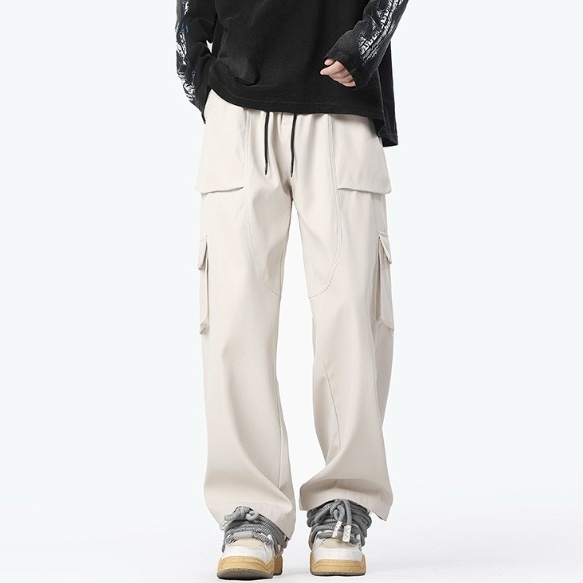 SMM - TOKKI TROUSERS Celana Cargo Pria Oversize Baggy Wide Leg Stretch Harajuku Streetwear