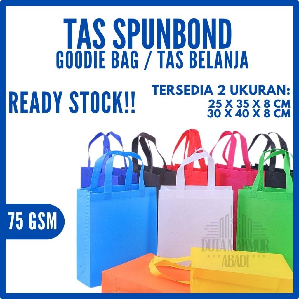 

Spunbond Goodie Bag/ Tas Belanja Model Tali Handle Lipat Samping/ HLS /Kantong Kain / Tas Tali