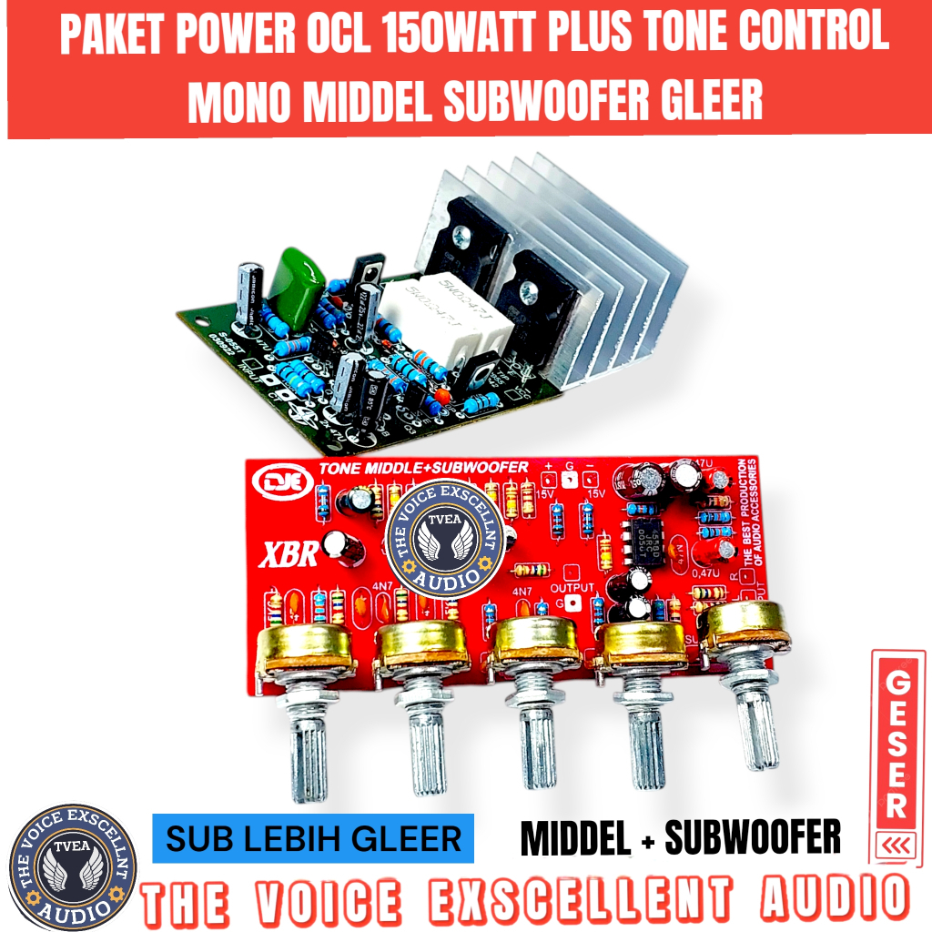 PAKET Driver Power OCL 150watt Plus Final TIP 3055/2955 Plus Tone Control Mono Middle Subwoofer Glee