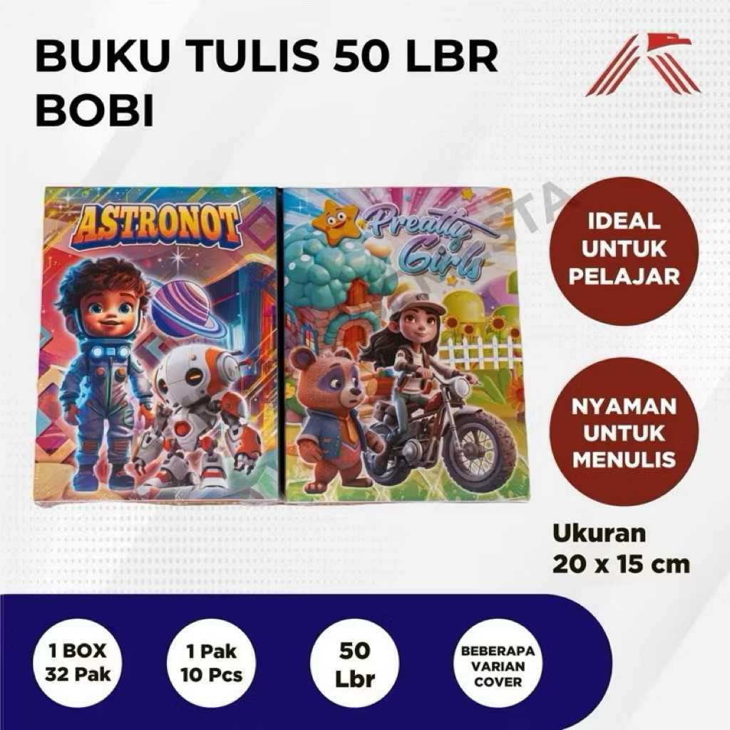 

BUKU TULIS PENDEK MURAH BOBI ISI 50 LEMBAR (1 PACK ISI 10 BUKU)