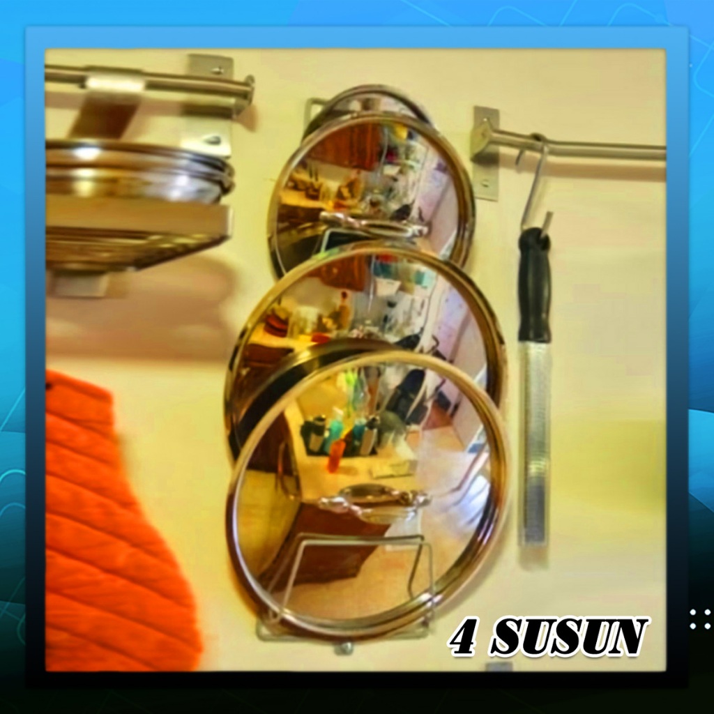 Rak Tutup Panci 4 Susun Rak Gantung Panci / Gantungan Hanger Tutup Panci Alat Masak Rak Panci Dapur