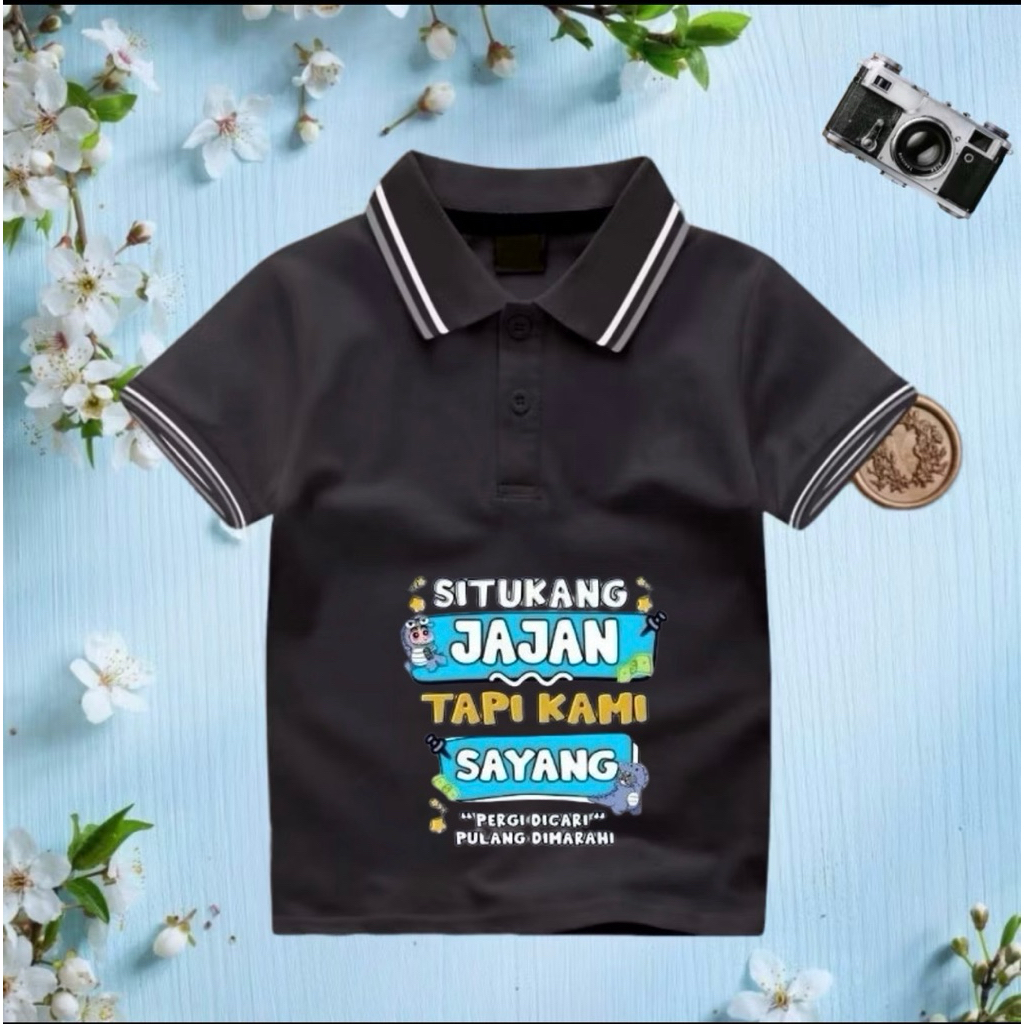 Kaos Wangki Polo Anak anak kaos Wangki SI TUKANG JAJAN TAPI KAMI SAYANG wangki polo anak anak uk S M