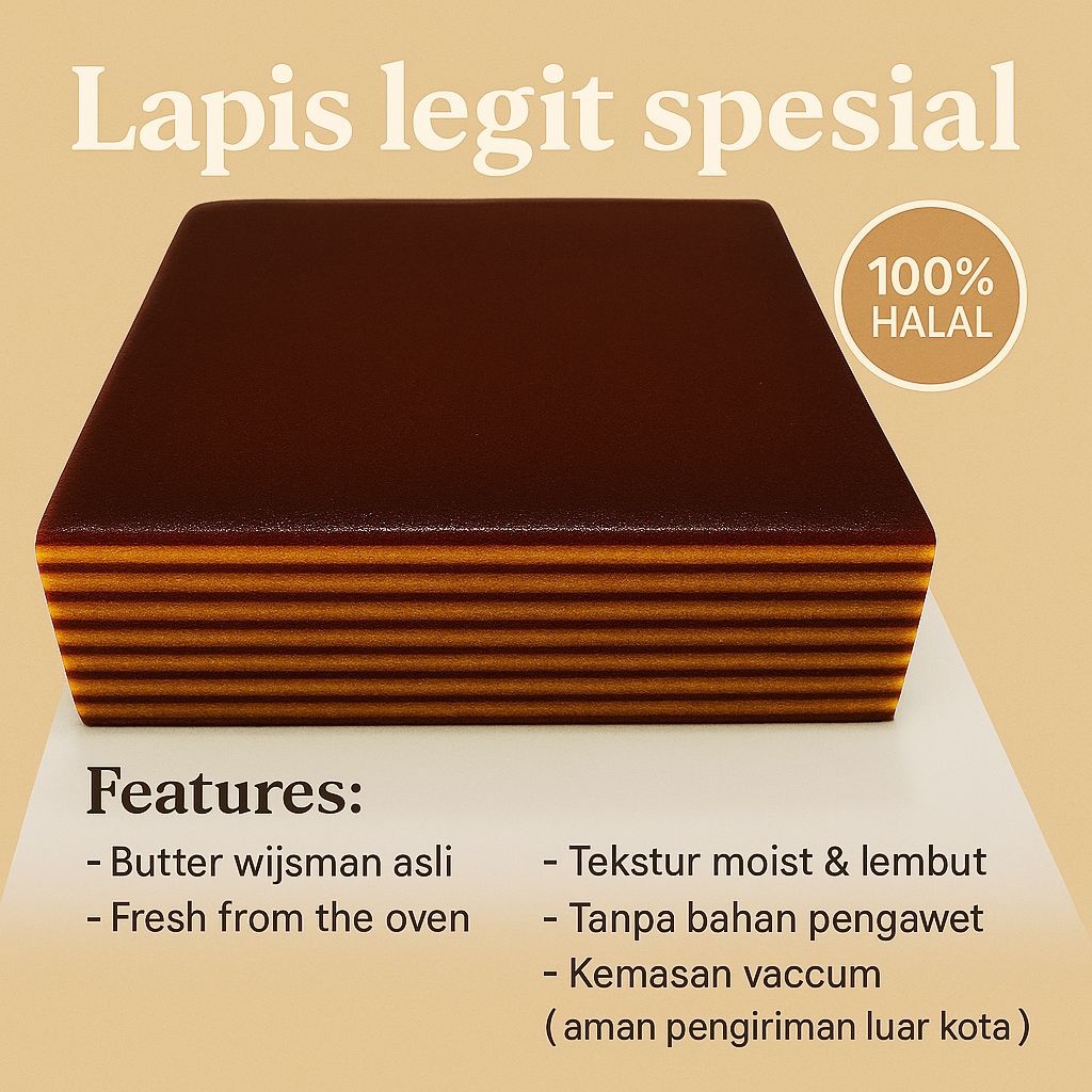 

Lapis legit coklat 20x20 cm, spesial butter wijsman