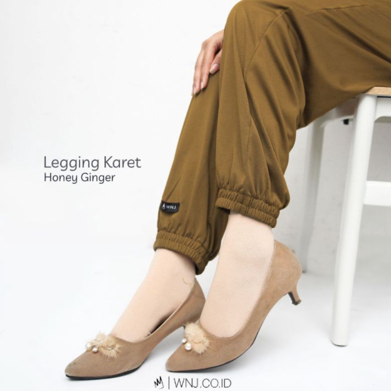 KODE L4J Legging Karet Celamis Inner Gamis Hijab Polos Jumbo Adem by WNJ Wanoja Hitam Navy