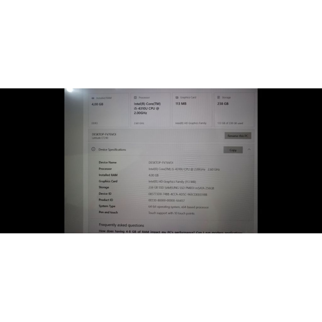 Laptop Dell Latitude E7240 Touchscreen