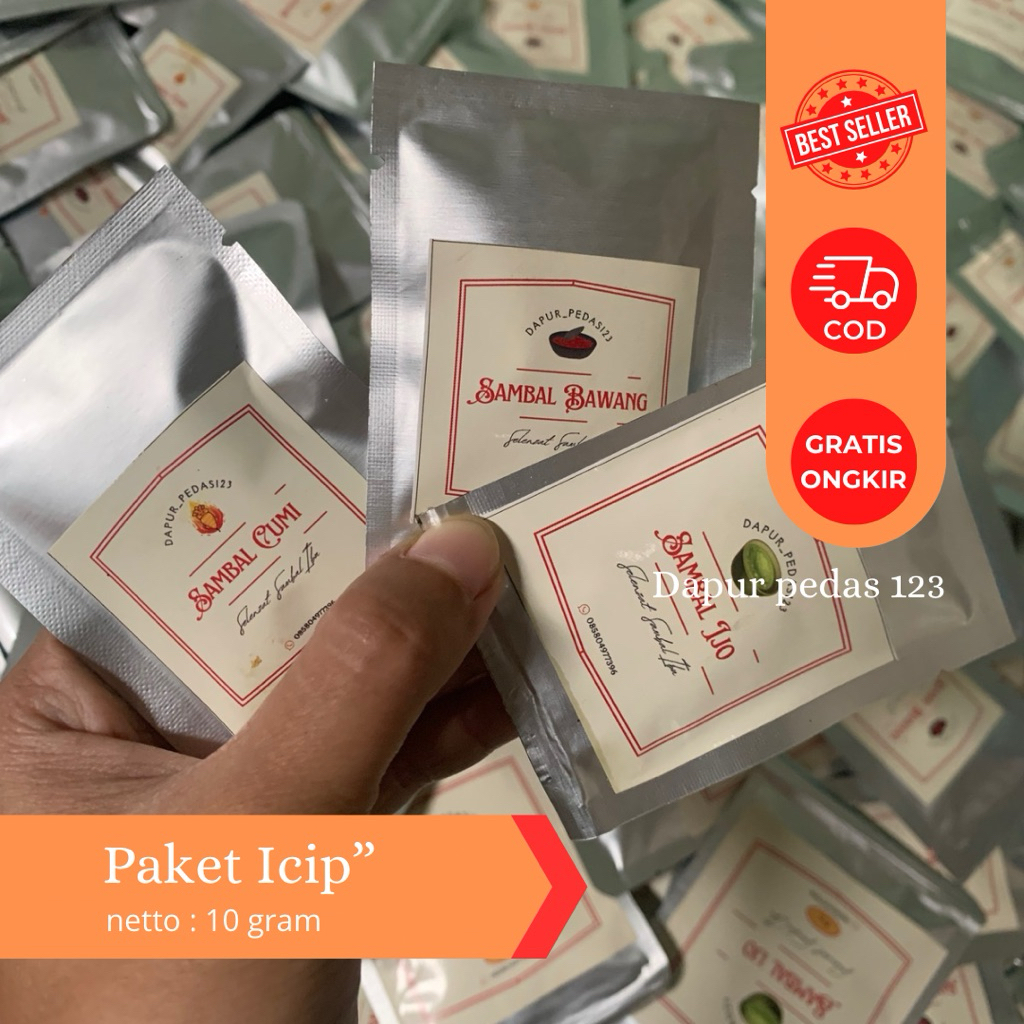 

(COD) paket icip icip Sambal cumi, ijo, bawang I Sambal Cumi, ijo, bawang Kemasan I Sambal cumi, ijo, bawang Praktis