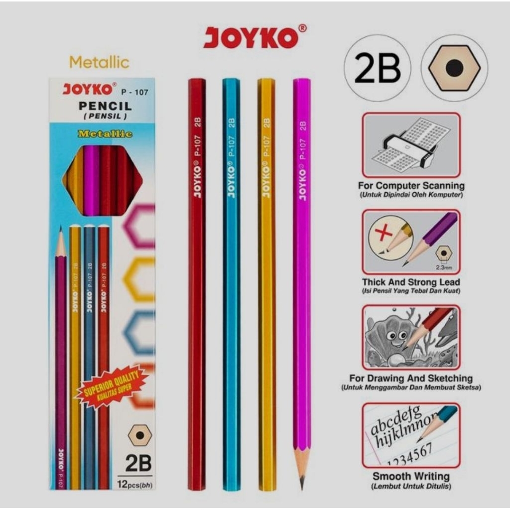 

'Arma' pensil kayu Joyko metalik