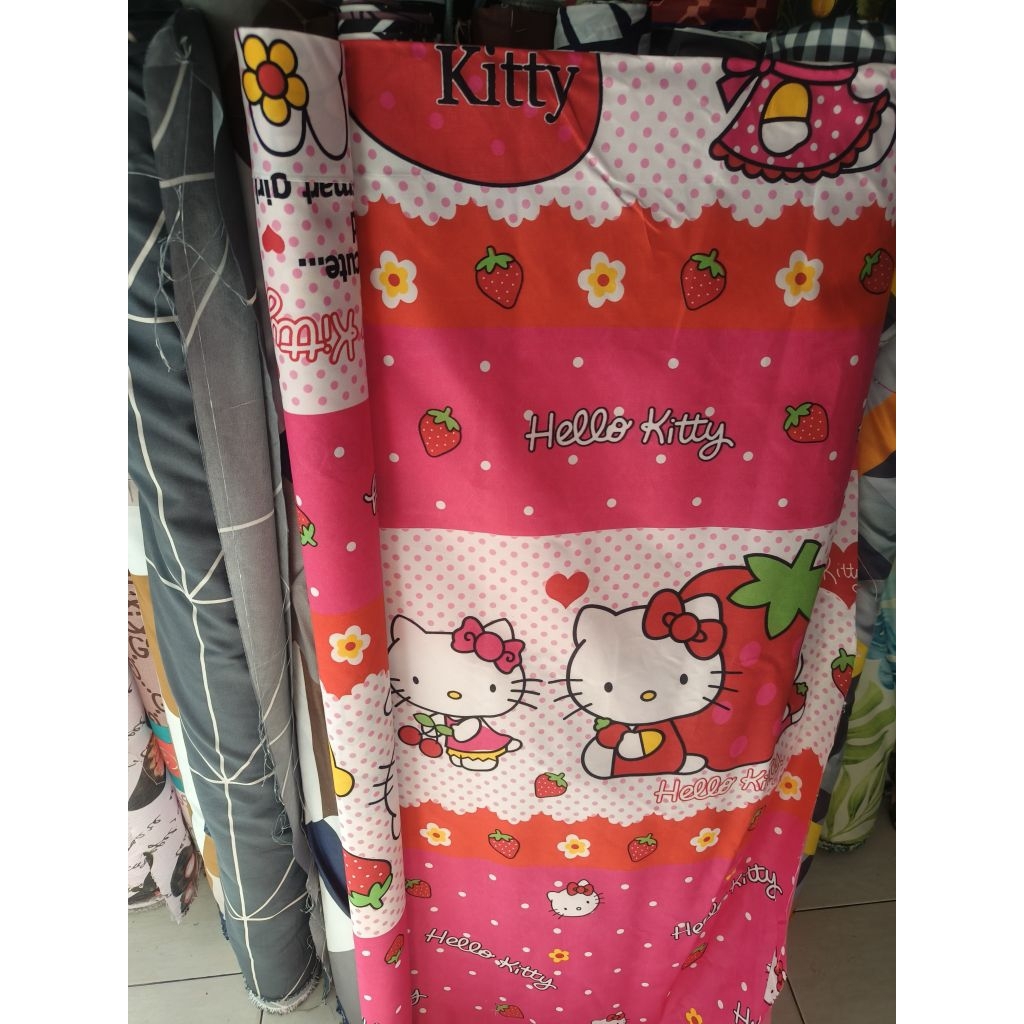 kain microtex motif hello Kity strawberry