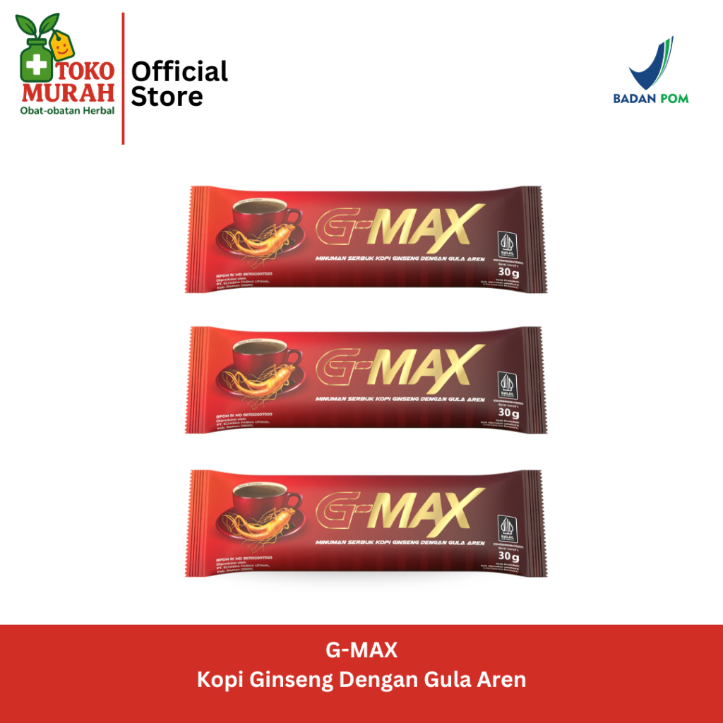 

G-MAX Minuman Serbuk Kopi dengan Gula Aren Halal & BPOM - 3saset