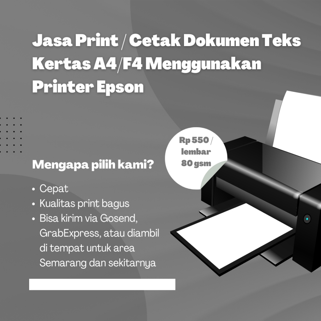 

Jasa Print / Cetak Dokumen Teks Kertas A4/F4 (Folio) 80 gsm
