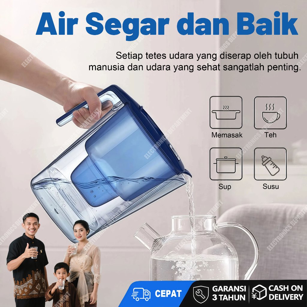 Filter Air Keran Penjernih Air 3.6L Alkaline Water Filter Pitcher Saringan Air Minum Pilter Air