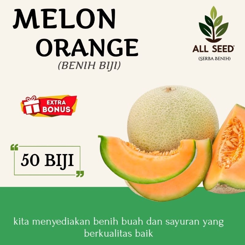 Benih Melon orange isi (50 biji), bibit biji melon orange, melon redsweet
