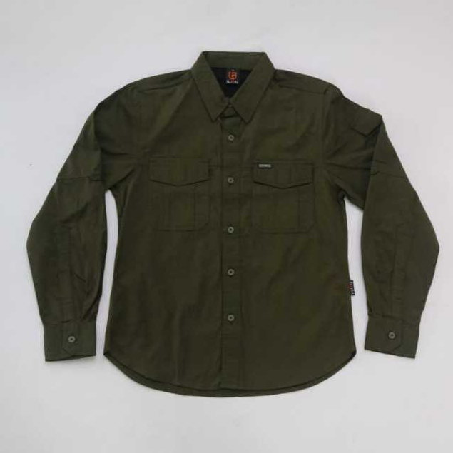 Kemeja Elbow Hijau Army  Lengan Panjang Tactical Bahan Original Cotton TCN