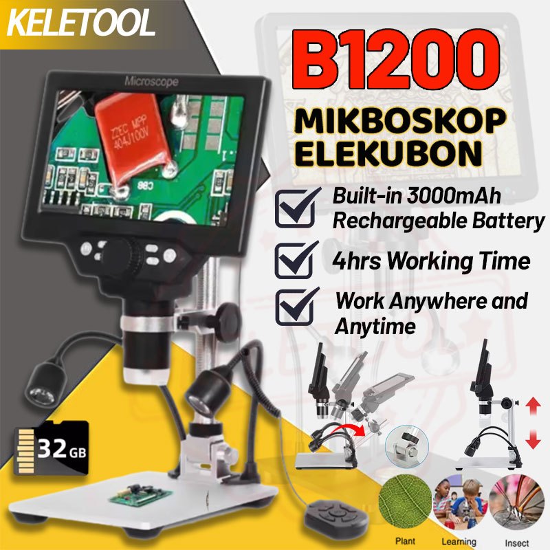 Mikroskop Digital HD 1200X 12MP 7 inci mikroskop na science mikroskop digital Mikroskop Video Elektr