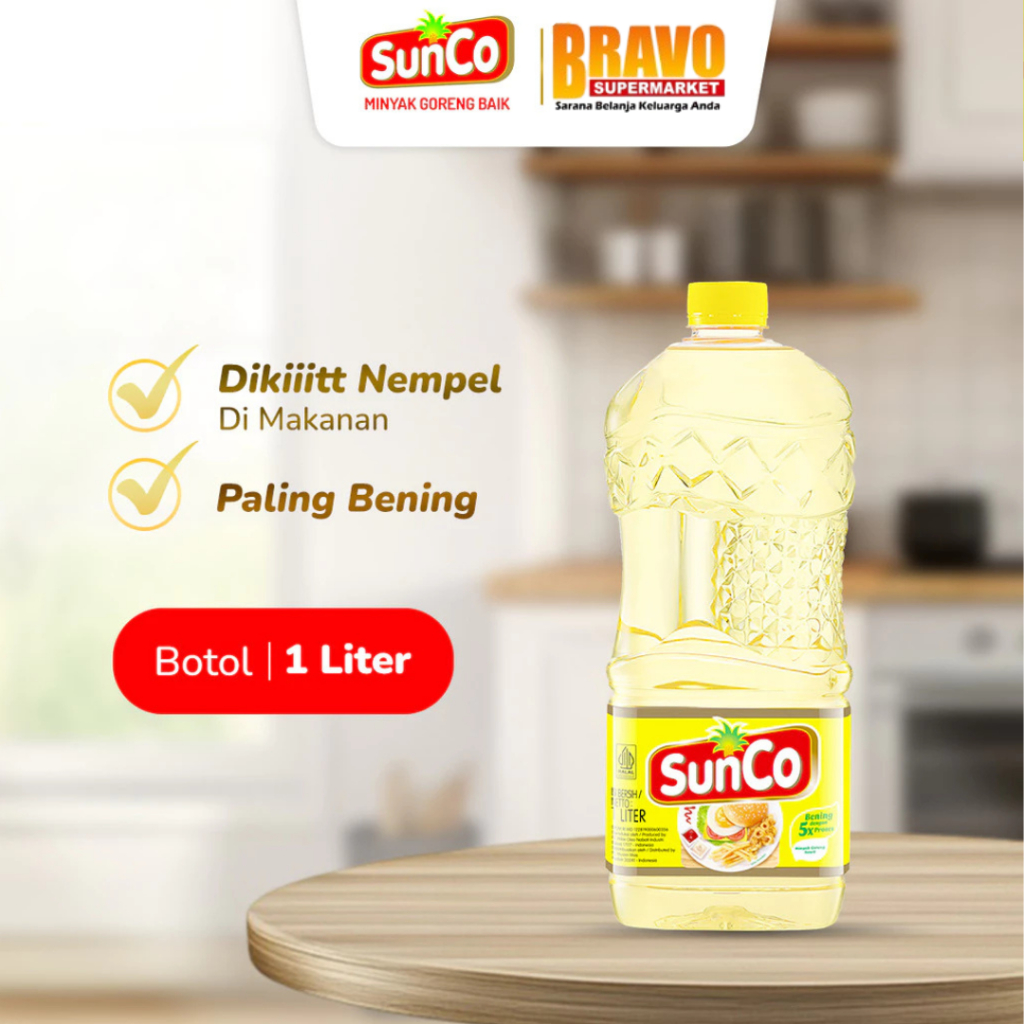 

Bravo Bojonegoro - Sunco Minyak Goreng Botol 1L Paling Bening Krispi