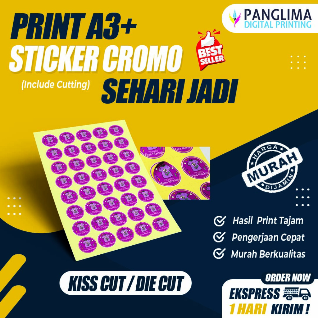 

Sticker Custom Cetak Stiker Cromo A3+ Free Cutting