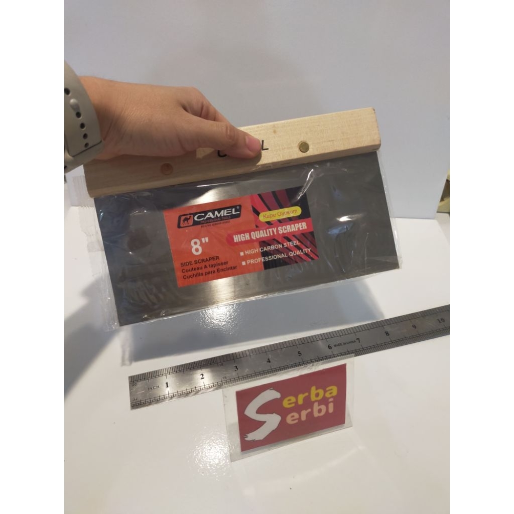 -/PCS 8" SKRAP BESI GYPSUM-Kape lebar side scrapper dempul gypsum dinding