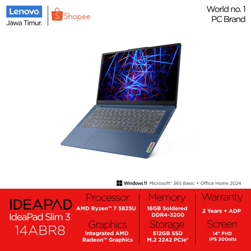 Lenovo IP S3 8XID Ryzen 7 5825U 16GB 512GB Win 11 OHS 2024, Backlit Key