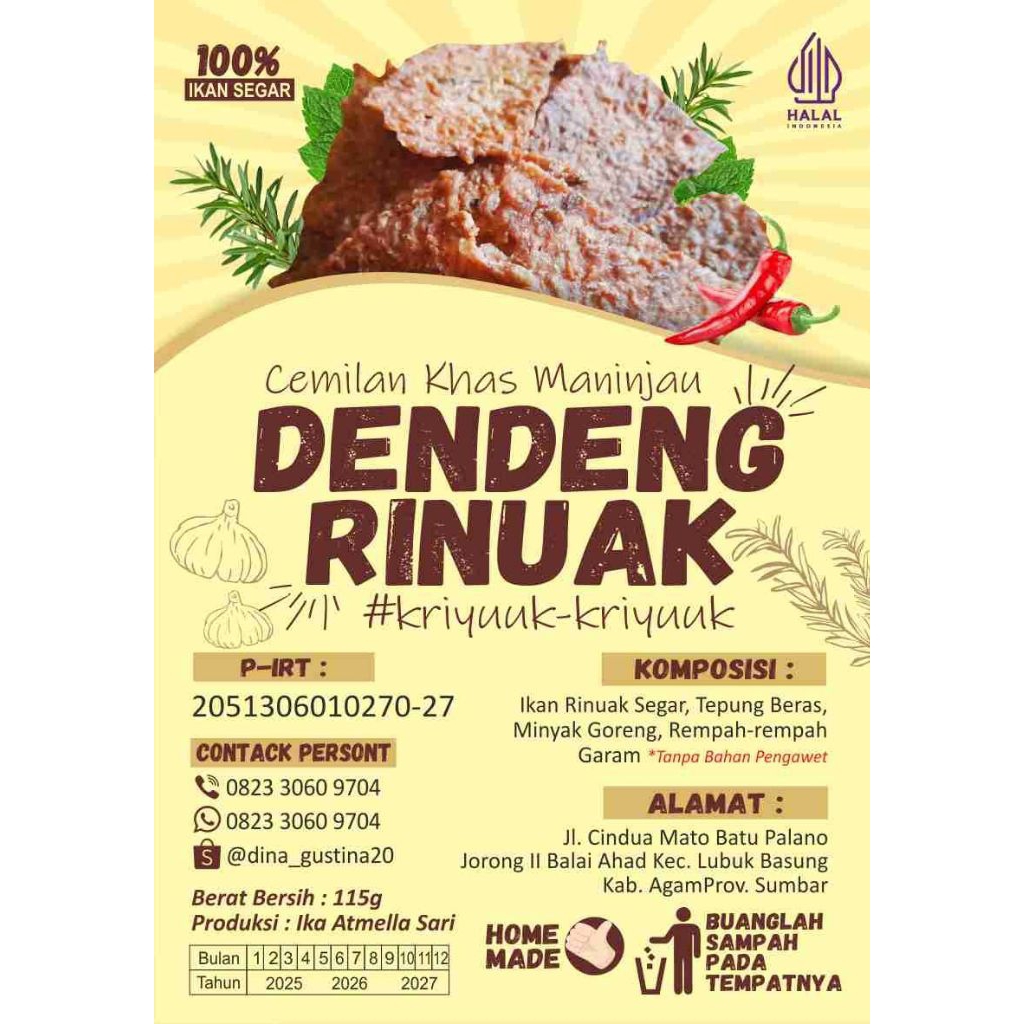 

Dendeng Ikan Rinuak Asli Khas Maninjau, Sumatra Barat.