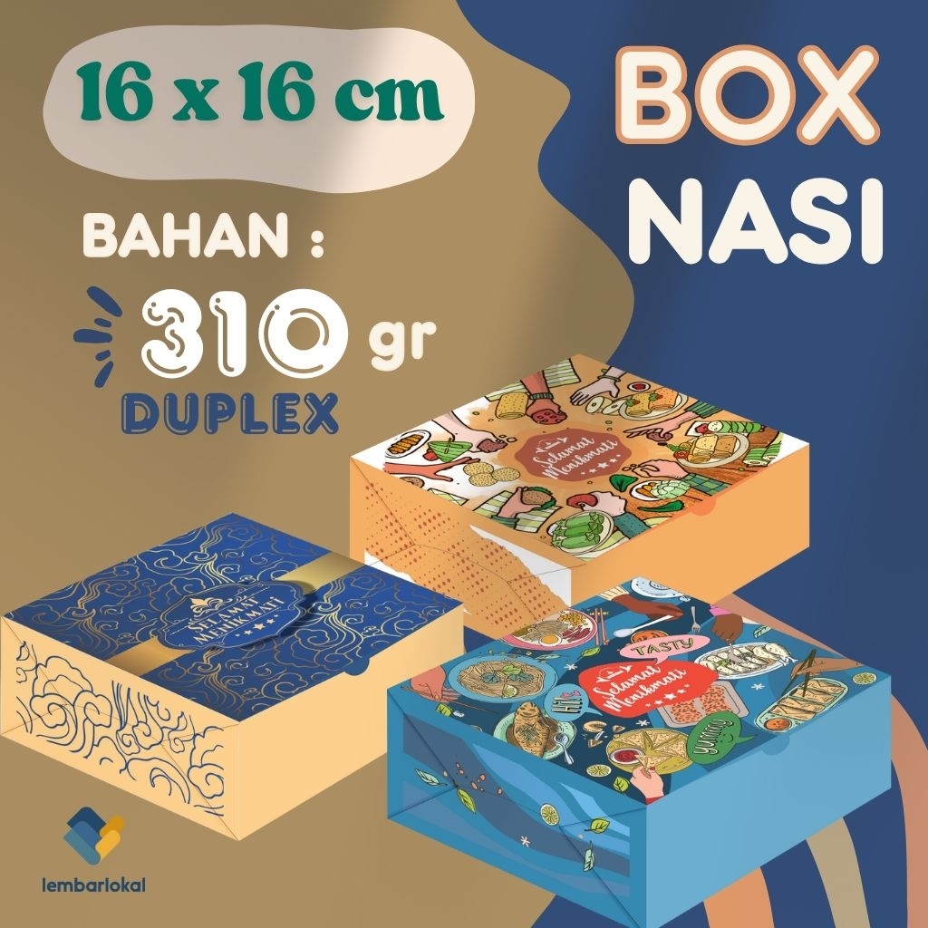 

Box Nasi (16 x 16 cm) | Dus Nasi Motif | Kotak Nasi Duplex | Box Aqiqah