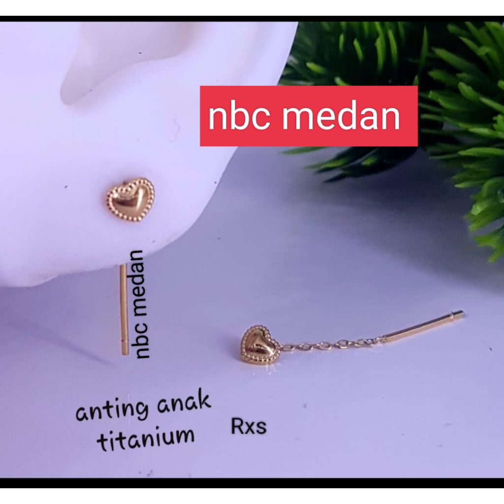 Anting juntai anak titanium, korea asli titanium tidak luntur