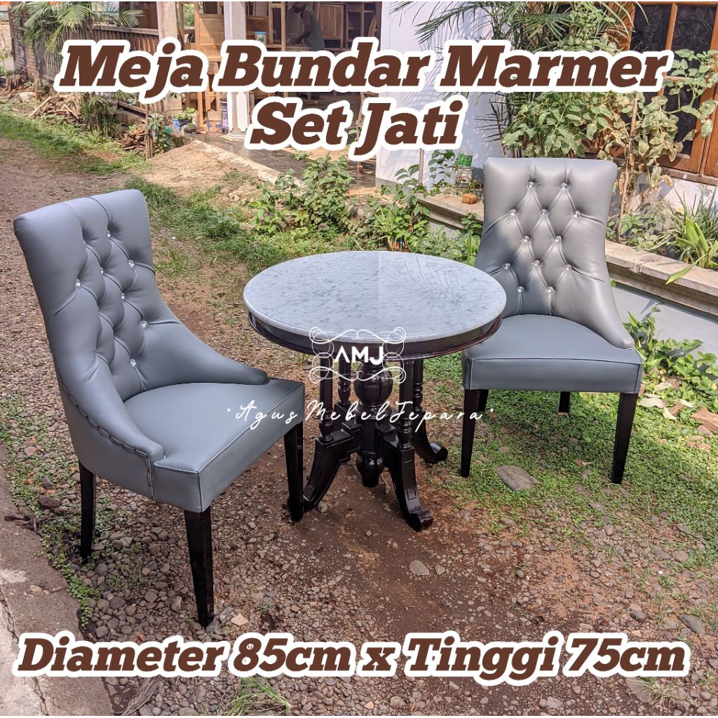 Meja Bundar Set Marmer