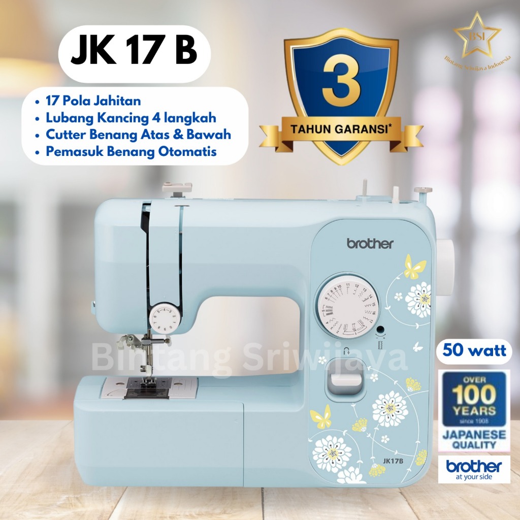 Mesin Jahit BROTHER JK17B / JK-17B Portable Multifungsi