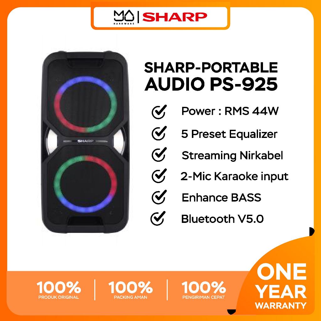 SHARP Portable Party Speaker PS 925 / PS925 / Speaker Bluetooth PS-925 - Garansi Resmi