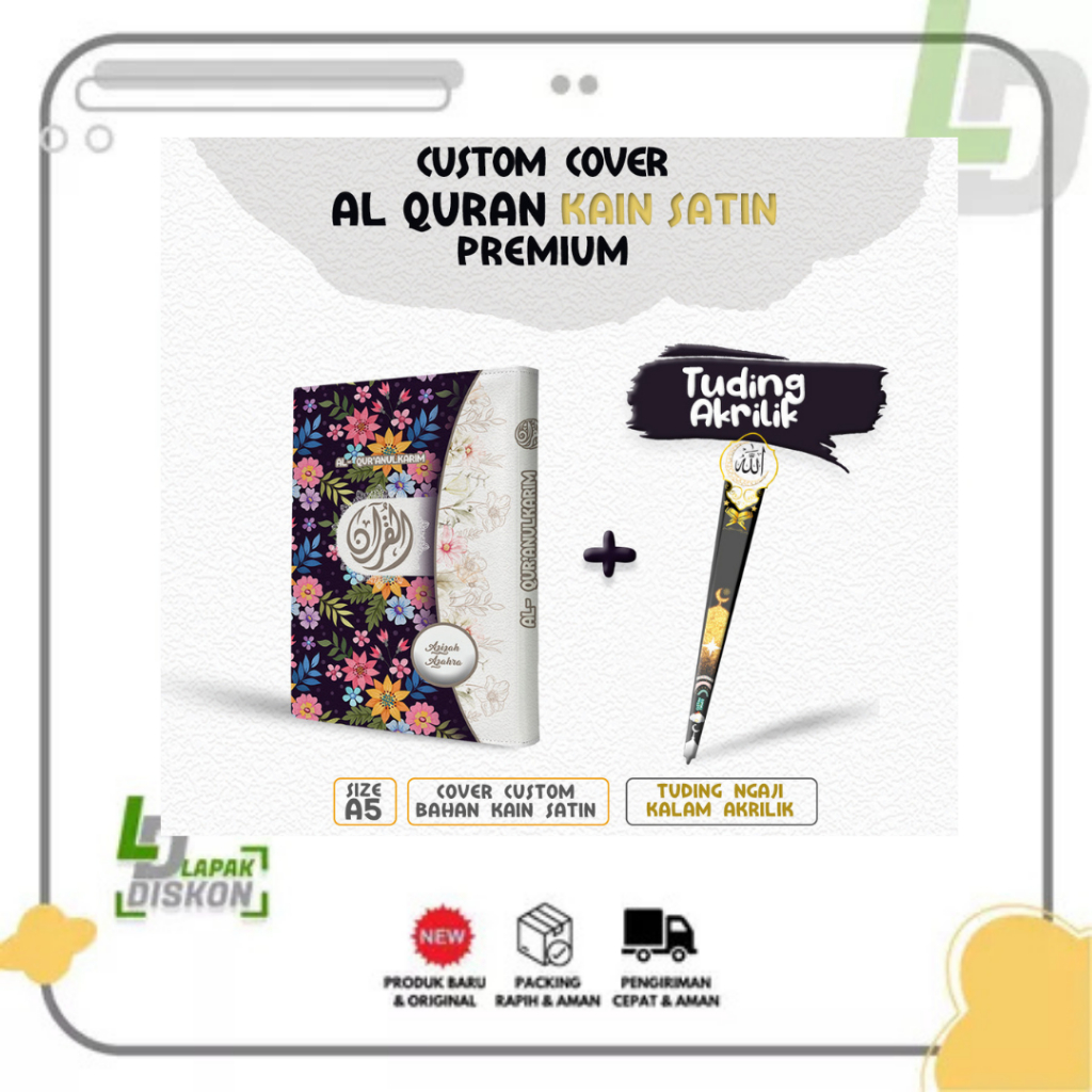 

Cover Al-Quran Kosongan (tanpa Al-Quran) ukuran A5 Bahan Satin (Banyak Varian, Lebih Ekslusif Motif Bunga Hitam)