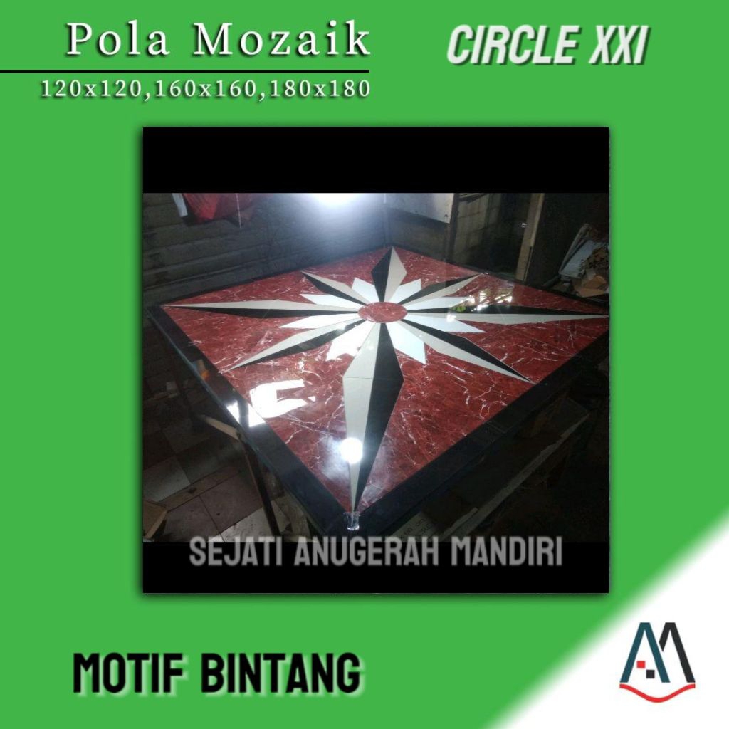 granit pola mozaik motif bintang ukuran 180x180 - Circle XXI