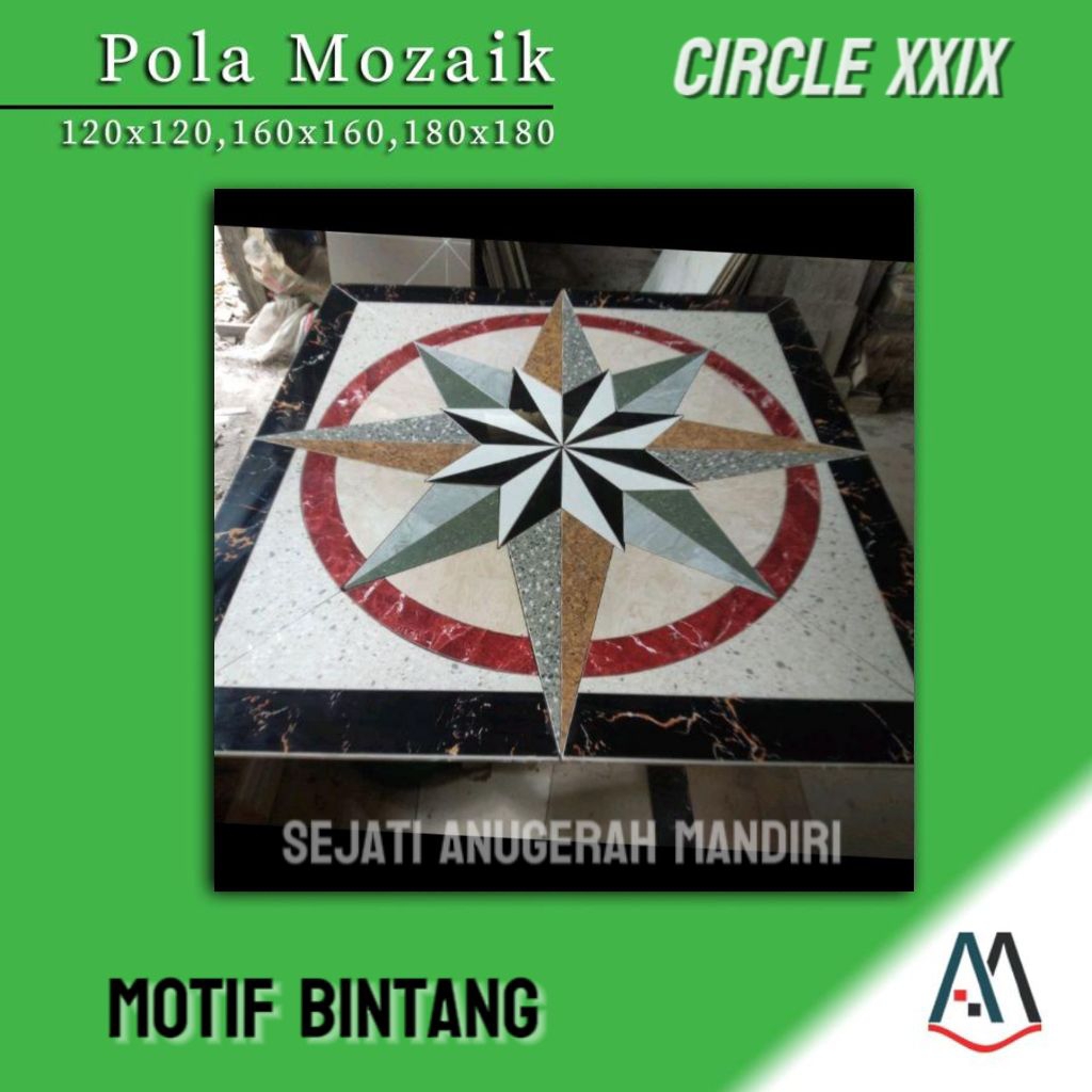 granit pola mozaik motif bintang ukuran 120x120 - circle XXIX