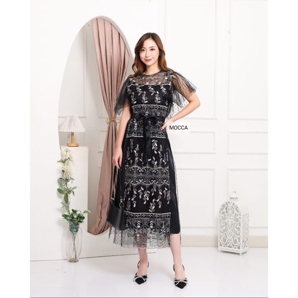 Top91 Dress Pesta Raffesia K1 Brukat kombi tile Kondangan/Pesta/pernikahan/Wisuda viral terbaru 2025