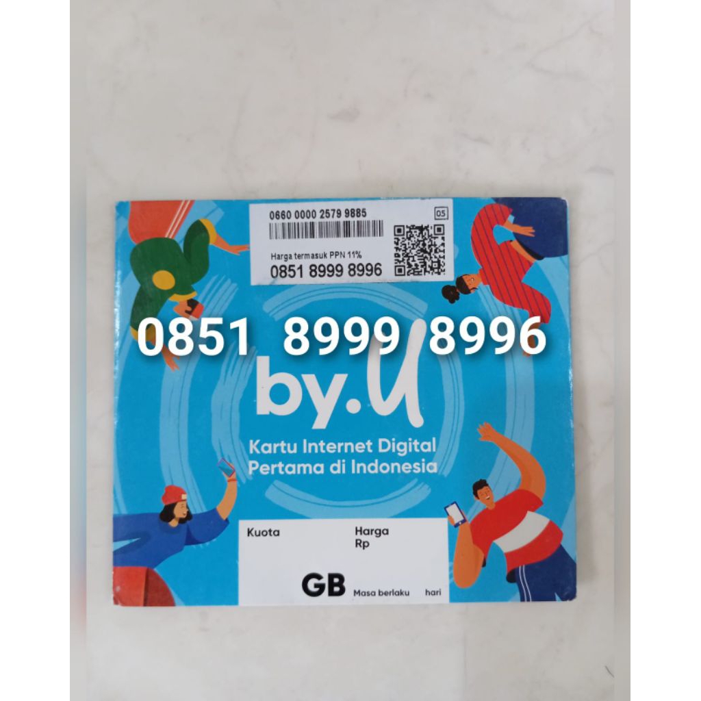 Kartu Perdana Telkomsel BY U 4G 5G Kartu Aktif Selamanya 12 Digit Nomor Cantik 0851 8999 8996