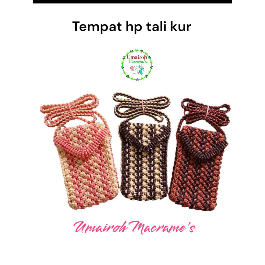 Tempat Hp tali kur / Tas hp tali kur tugas / Umairoh Macrame's untuk warna bisa chat ya