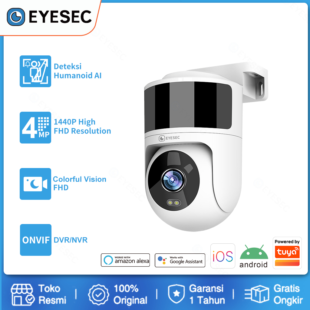 EYESEC Smart IP Camera 4MP FHD CCTV Outdoor 360 Derajat PTZ IP66 Weatherproof IP66 Garansi 1 Tahun
