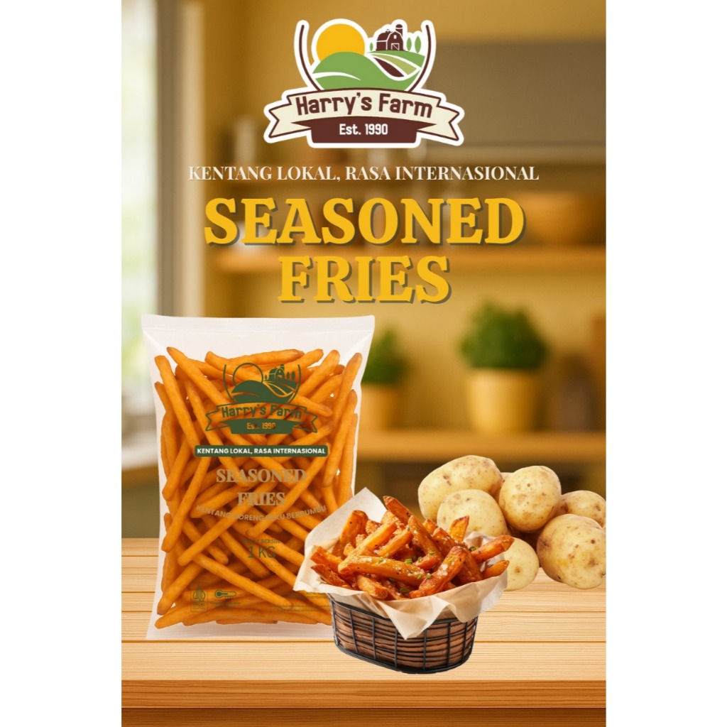 

Seasoned Fries | Frechfries Shoestring Berbumbu 1kg | Kentang Frozen | Kentang Lokal | Makanan Beku