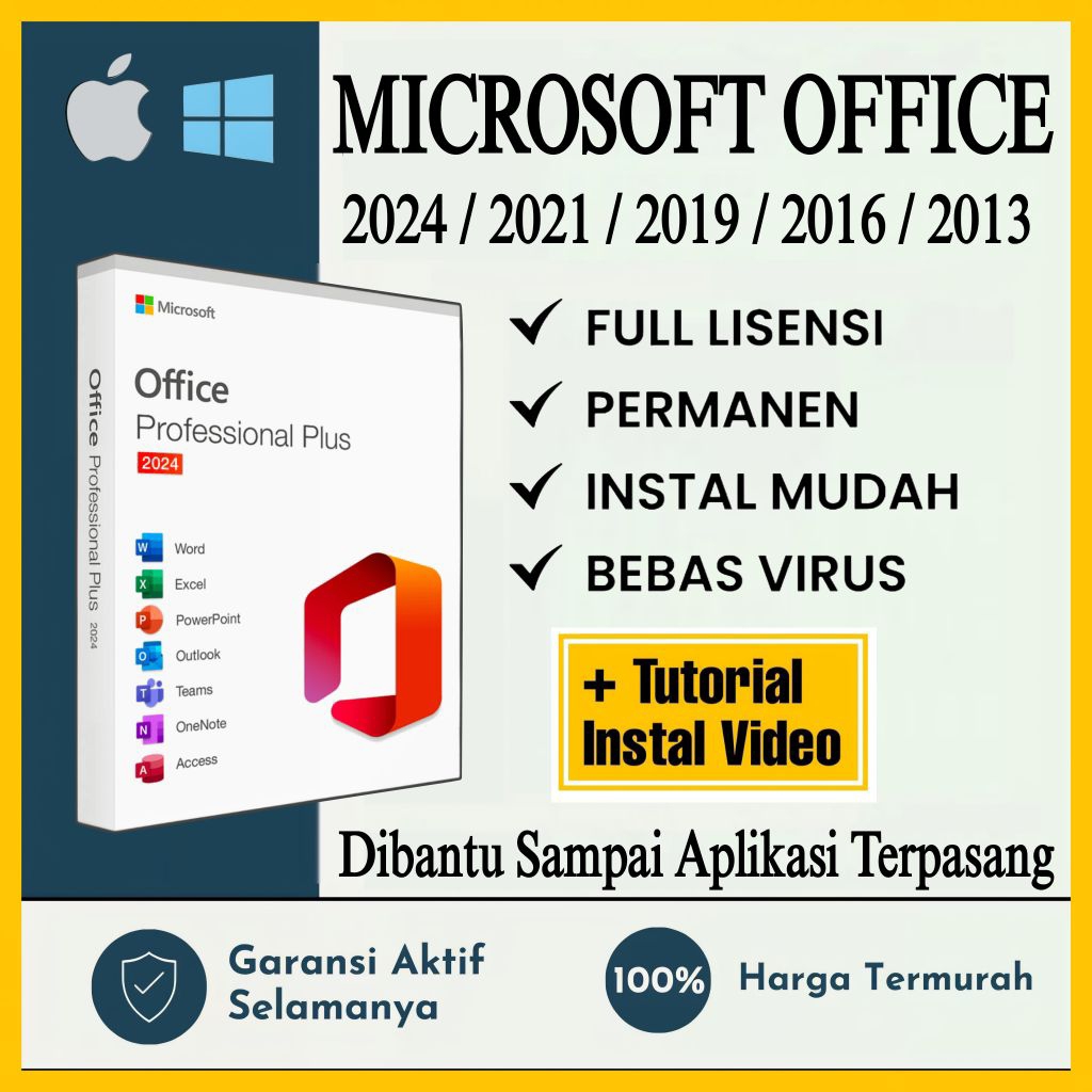 (Windows & Mac) Ms Office 2024 2021 2019 2016 2013 Full Versi Bergaransi