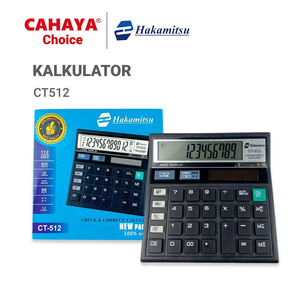 

CAHAYA - Kalkulator Hakamitsu CT-512 12 Digit / Calculator Check & Correct Dual 2 Power