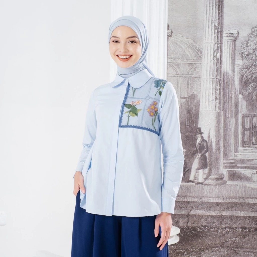 ZOYA CHLORIS SHIRT BAJU ATASAN TUNIK BUSANA MUSLIMAH BLUE